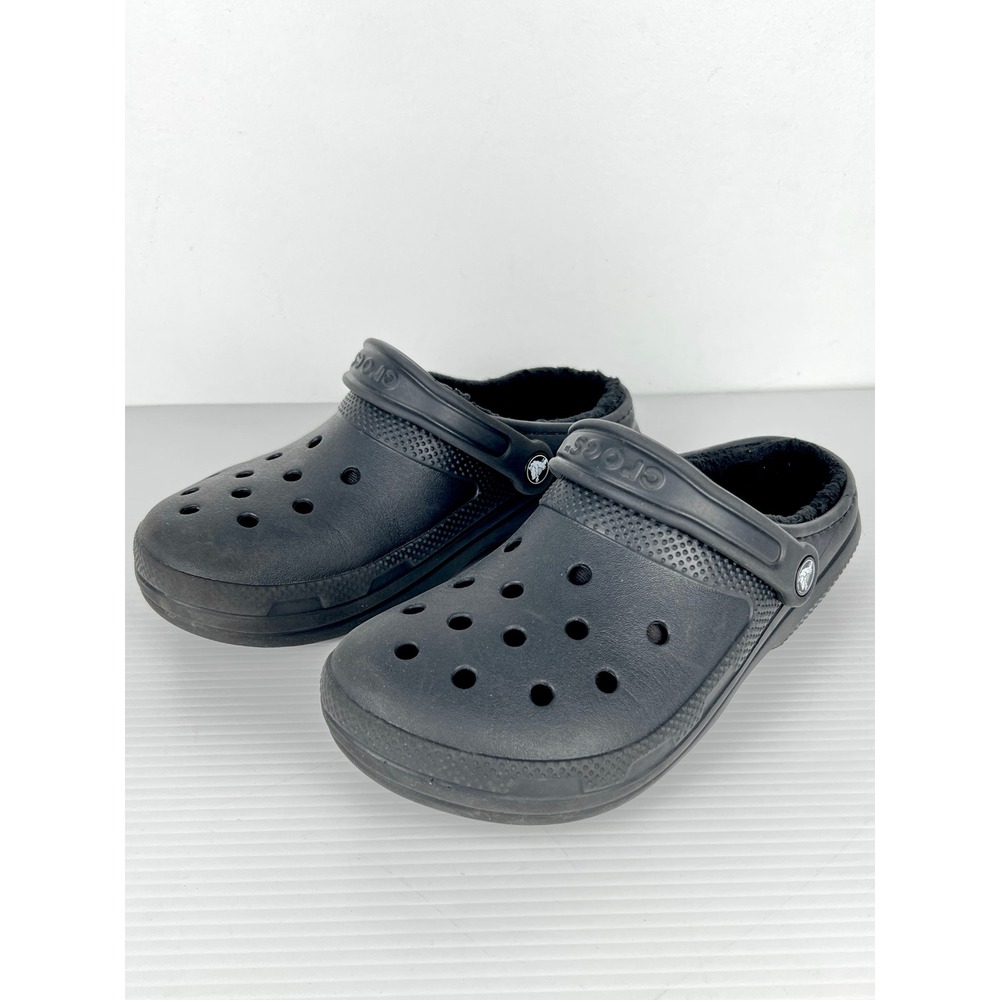 Crocs Classic Fuzz Fleece Lined Clog Black Women 8 Men 6 Dual Comfort‎ Shoes